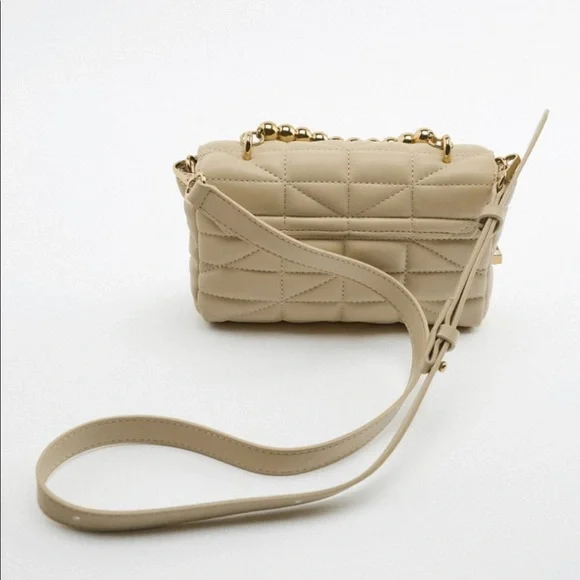 Zara beige quilted crossbody bag - Picture 8 of 16